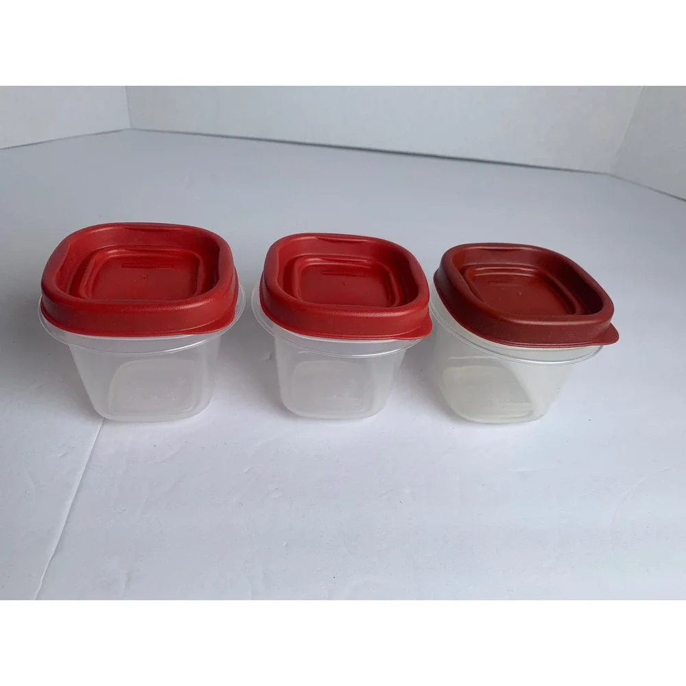 Rubbermaid TakeAlongs 4oz Small Snack Food Storage Containers Red Lids Set of‎ 3